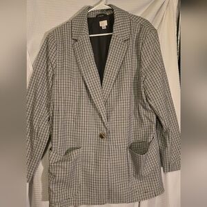 Brown, Blue and White Checkered Blazer XXL